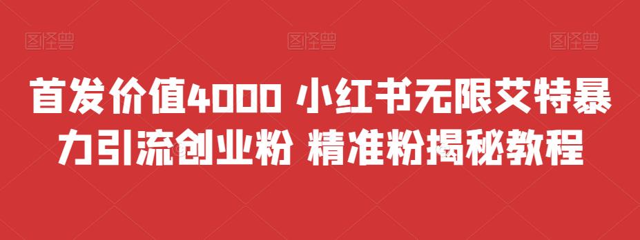 首发价值4000 小红书无限艾特暴力引流创业粉 精准粉揭秘教程-起飞项目网