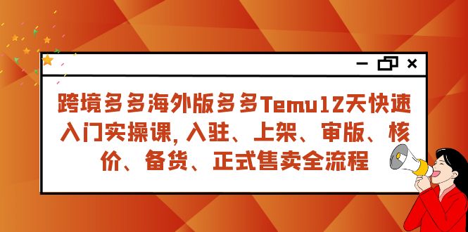 跨境多多海外版多多Temu12天快速入门实战课，从入驻 上架到正式售卖全流程-起飞项目网