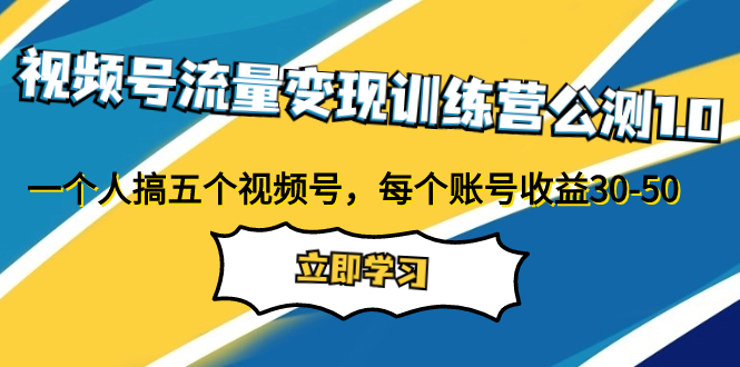 视频号流量变现训练营公测1.0：一个人搞五个视频号，每个账号收益30-50-起飞项目网