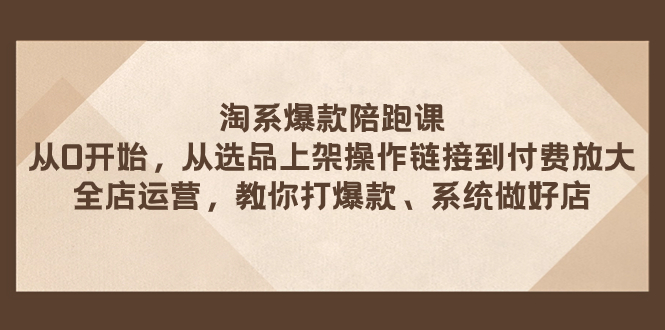 淘系爆款陪跑课 从选品上架操作链接到付费放大 全店运营 打爆款 系统做好店-起飞项目网