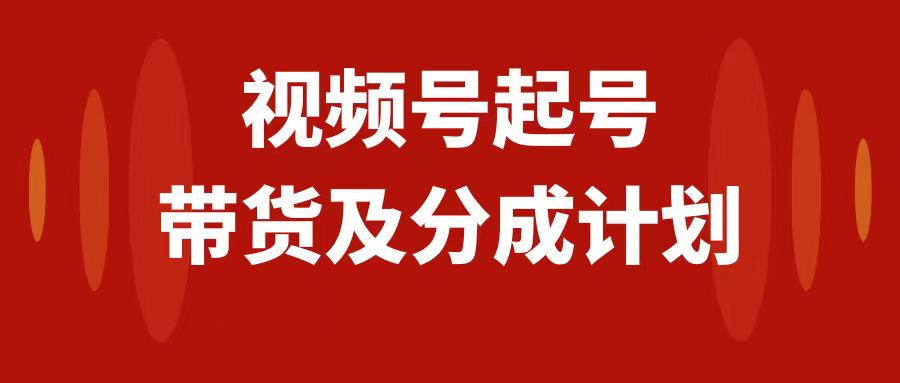 视频号快速起号，分成计划及带货，0-1起盘、运营、变现玩法，日入1000+-起飞项目网