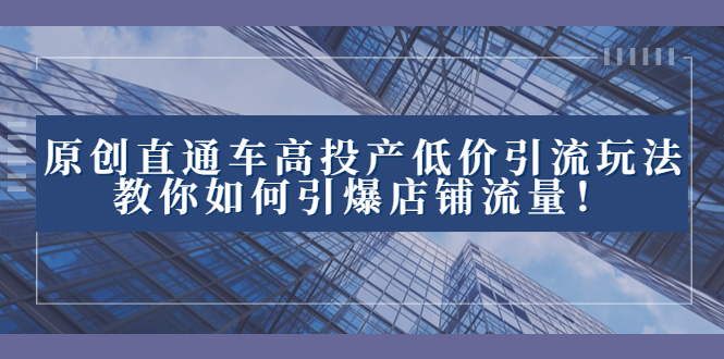 2023直通车高投产低价引流玩法，教你如何引爆店铺流量！-起飞项目网