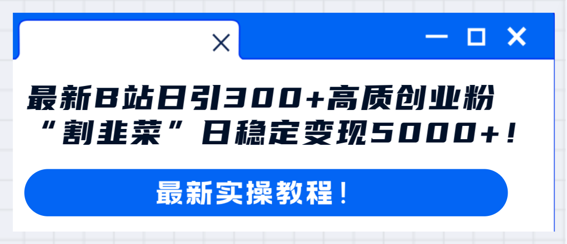 最新B站日引300+高质创业粉教程！“割韭菜”日稳定变现5000+！-起飞项目网