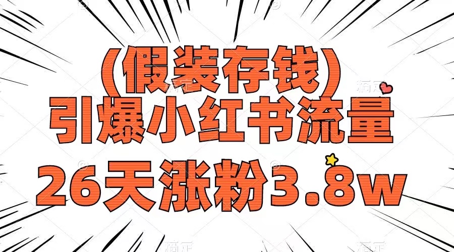 假装存钱，引爆小红书流量， 26天涨粉3.8w，作品制作简单，多种变现方式-起飞项目网