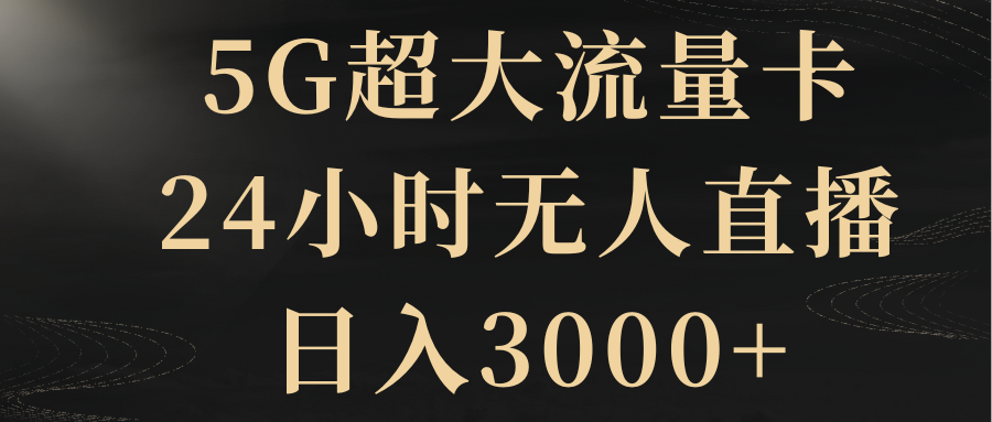 5G超大流量卡，24小时无人直播，日入3000+-起飞项目网