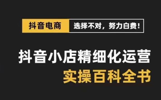 抖音小店 精细化运营-百科全书，保姆级运营实战讲解（28节课）-起飞项目网