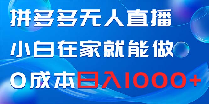 拼多多无人直播，小白在家就能做，0成本日入1000+-起飞项目网