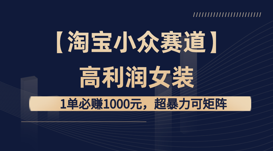 【淘宝小众赛道】高利润女装：1单必赚1000元，超暴力可矩阵-起飞项目网