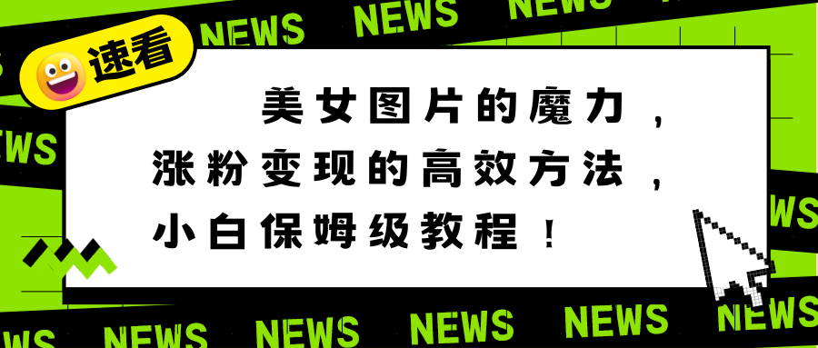 美女图片的魔力，涨粉变现的高效方法，小白保姆级教程！-起飞项目网