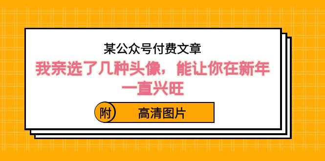 某公众号付费文章：我亲选了几种头像，能让你在新年一直兴旺（附高清图片）-起飞项目网