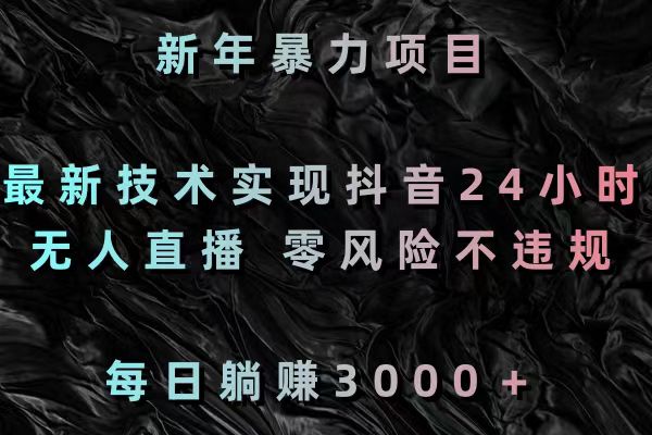 新年暴力项目，最新技术实现抖音24小时无人直播 零风险不违规 每日躺赚3000-起飞项目网