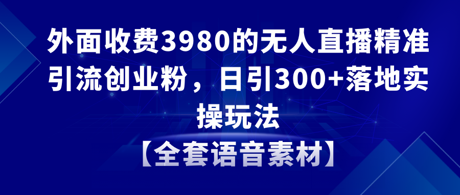 无人直播精准引流创业粉，日引300+落地实操玩法【全套语音素材】-起飞项目网