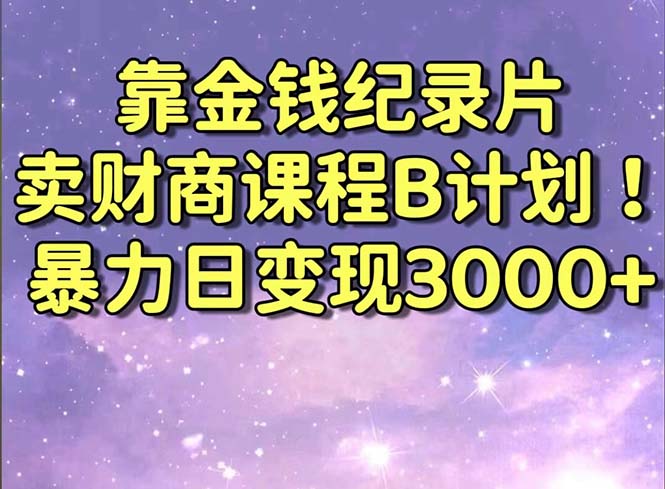 靠金钱纪录片卖财商课程B计划！暴力日变现3000+，喂饭式干货教程！-起飞项目网