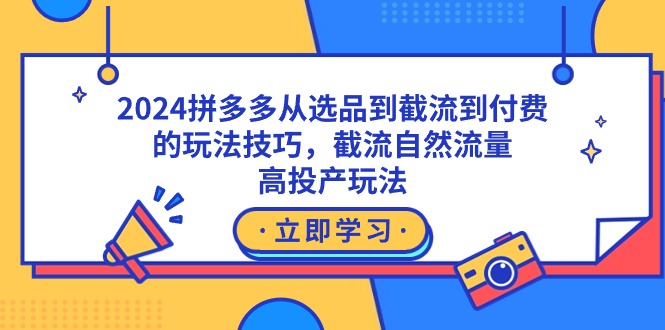 2024拼多多从选品到截流到付费的玩法技巧，截流自然流量玩法，高投产玩法-起飞项目网