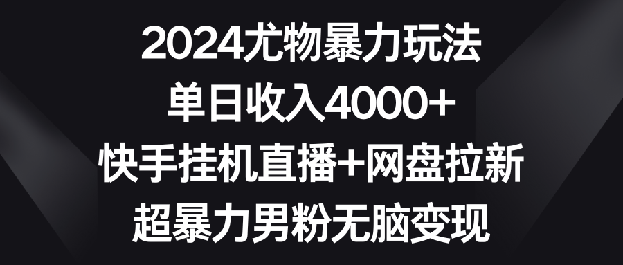 2024尤物暴力玩法 单日收入4000+快手挂机直播+网盘拉新 超暴力男粉无脑变现-起飞项目网