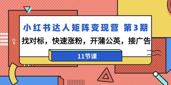 小红书达人矩阵，找对标，快速涨粉，开蒲公英，接广告-11节课-起飞项目网