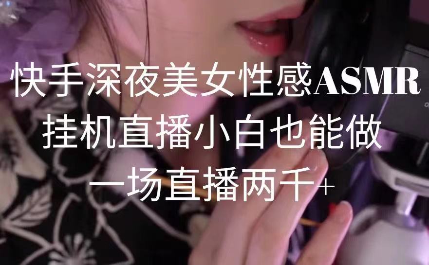 快手深夜美女性感ASMR挂机直播，小白也能做，一场直播两千+-起飞项目网