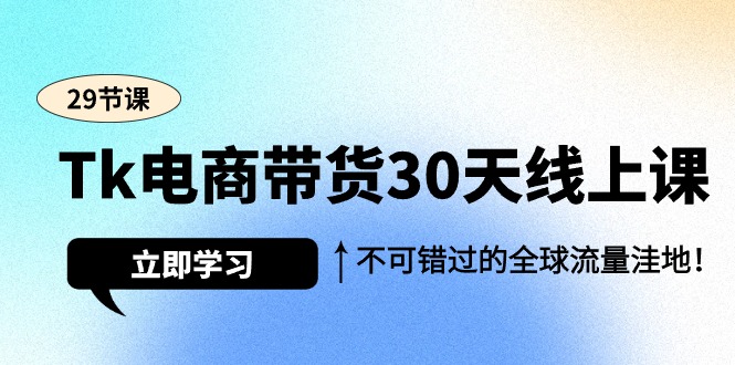 Tk电商带货30天线上课，不可错过的全球流量洼地（29节课）-起飞项目网