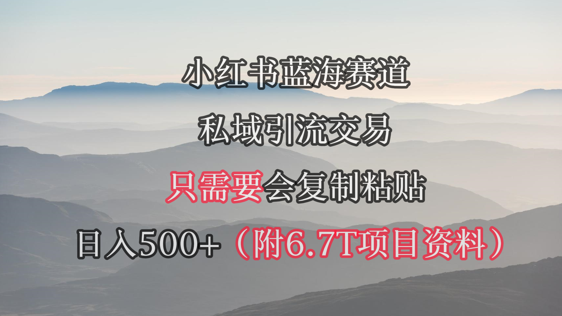 小红书短剧赛道，私域引流交易，会复制粘贴，日入500+（附6.7T短剧资源）-起飞项目网