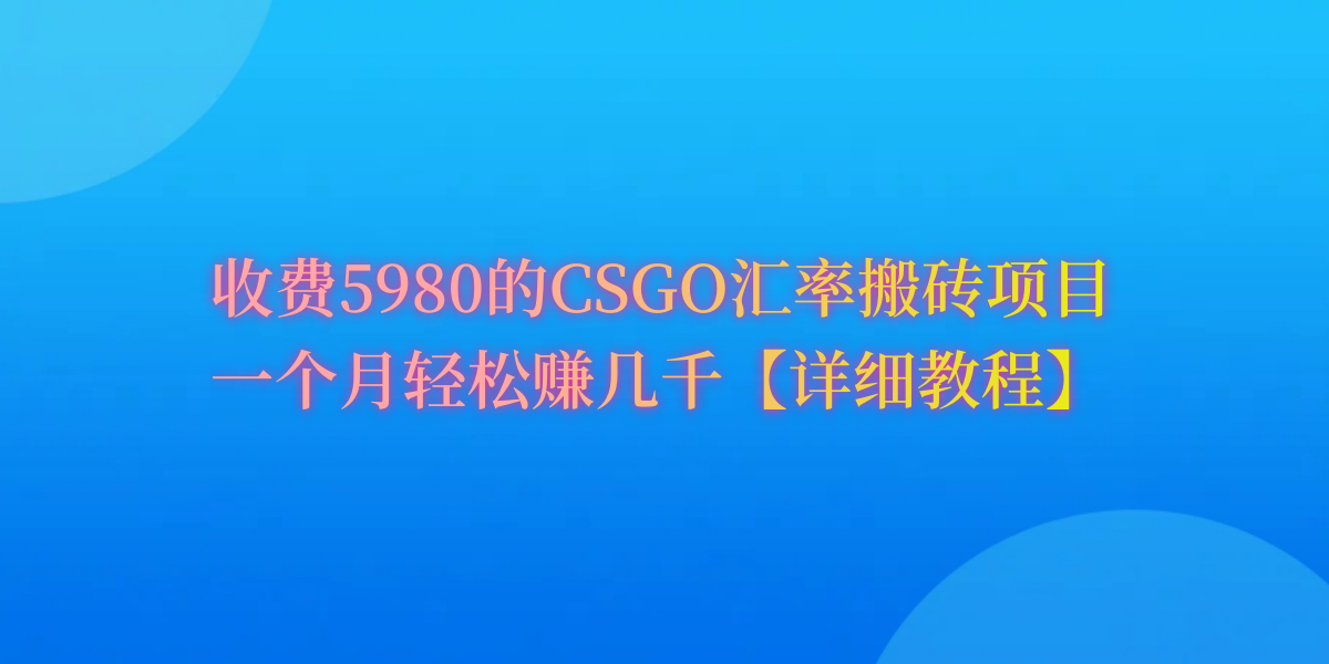 CSGO装备搬砖，月综合收益率高达60%，你也可以！-起飞项目网