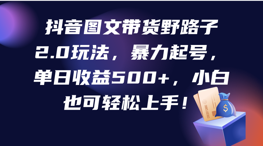 抖音图文带货野路子2.0玩法，暴力起号，单日收益500+，小白也可轻松上手！-起飞项目网