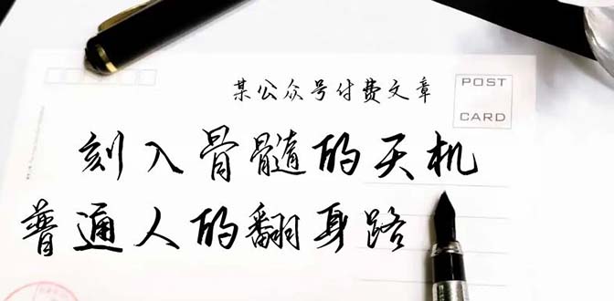 某公众号付费文章：刻入骨髓的天机，揭露“普通人的翻身路” 这件通天大事-起飞项目网