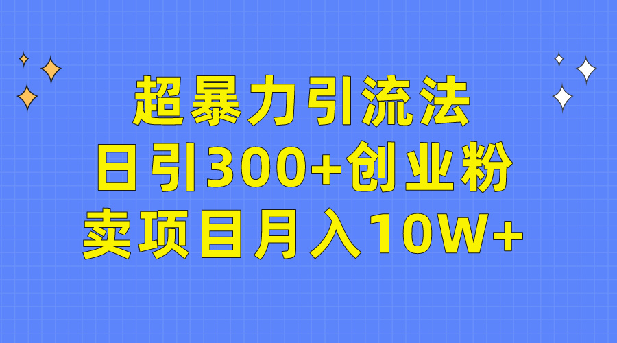 超暴力引流法，日引300+创业粉，卖项目月入10W+-起飞项目网