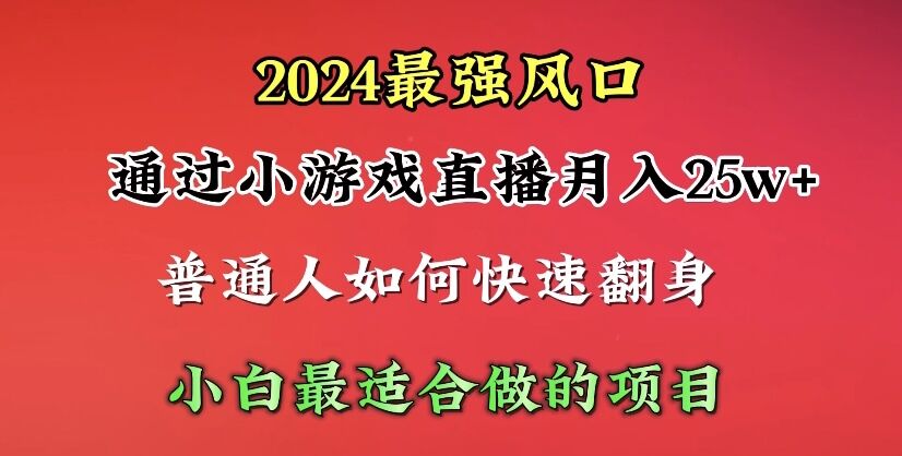 2024年最强风口，通过小游戏直播月入25w+单日收益5000+小白最适合做的项目-起飞项目网