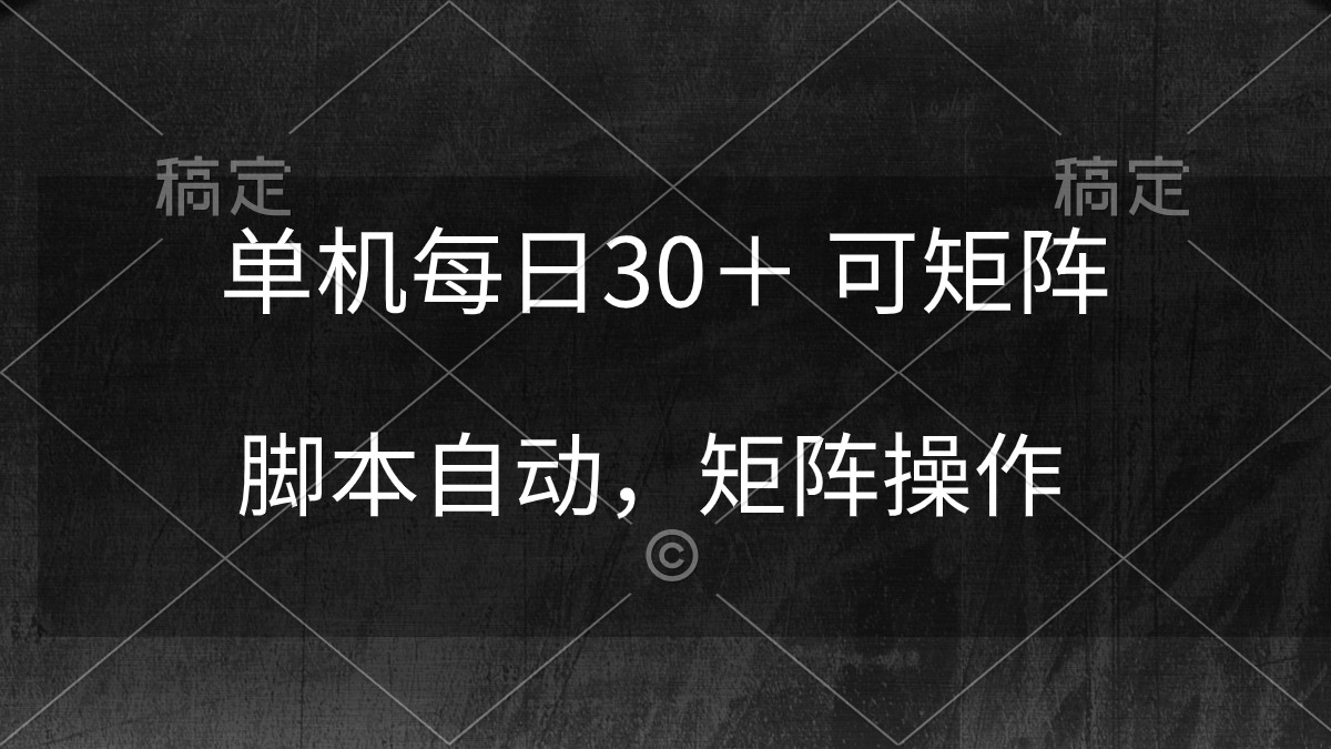 单机每日30＋ 可矩阵，脚本自动 稳定躺赚-起飞项目网