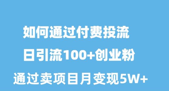 如何通过付费投流日引流100+创业粉月变现5W+-起飞项目网