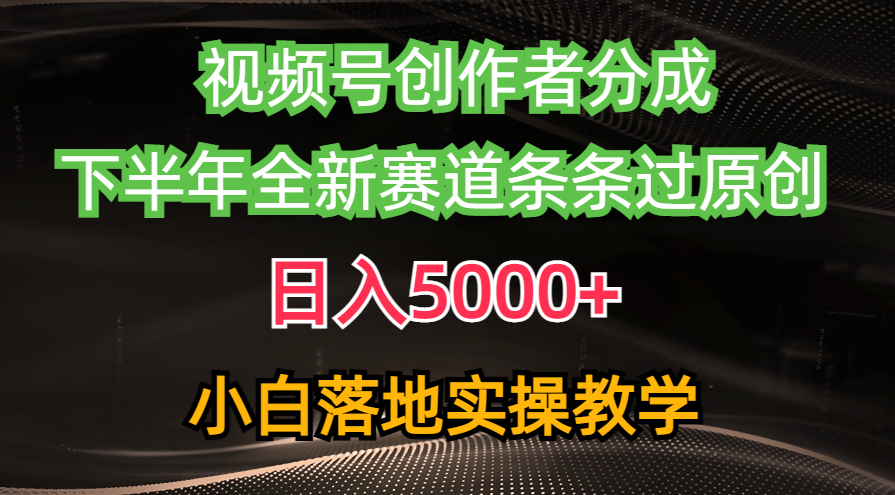 视频号创作者分成最新玩法，日入5000+ 下半年全新赛道条条过原创-起飞项目网