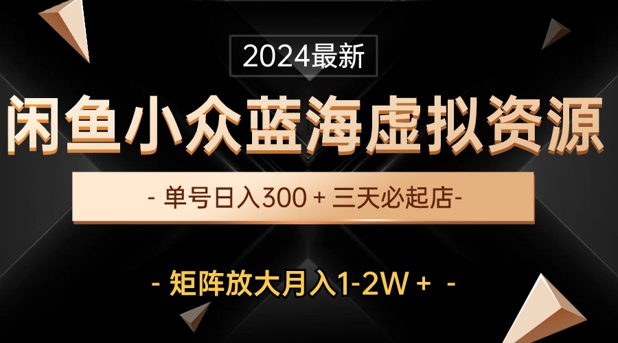 最新闲鱼小众蓝海虚拟资源，单号日入300＋，三天必起店，矩阵放大月入1-2W-起飞项目网