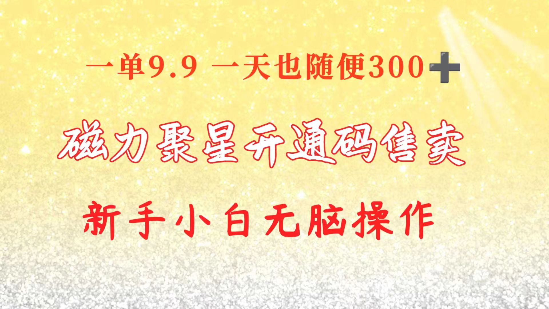 快手磁力聚星码信息差 售卖 一单卖9.9 一天也轻松300+ 新手小白无脑操作-起飞项目网