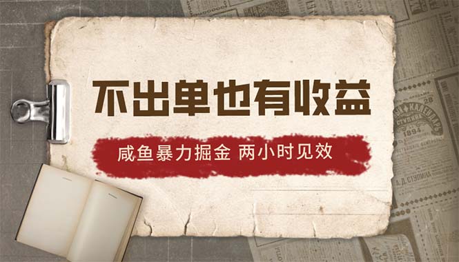 2024咸鱼暴力掘金，不出单也有收益，两小时见效，当天突破500+-起飞项目网