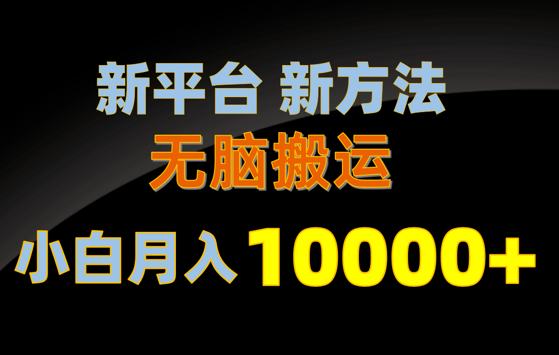 新平台新方法，无脑搬运，月赚10000+，小白轻松上手不动脑-起飞项目网