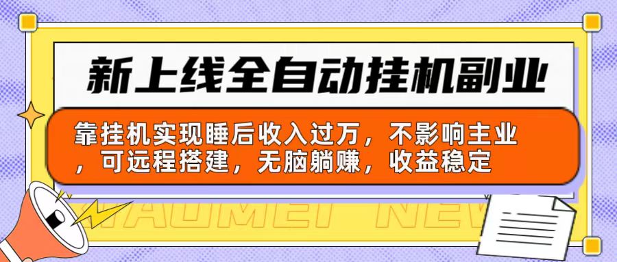 新上线全自动挂机副业：靠挂机实现睡后收入过万，不影响主业可远程搭建，收益稳定-起飞项目网