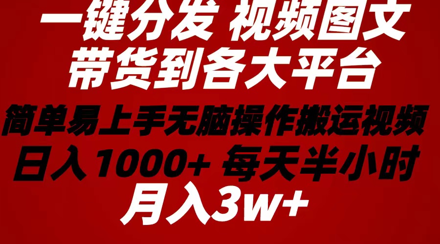 2024年 一键分发带货图文视频 简单易上手 无脑赚收益 每天半小时日入1000+-起飞项目网