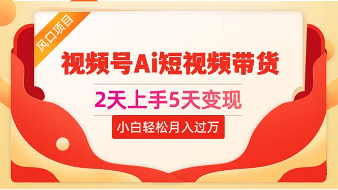 2天上手5天变现视频号Ai短视频带货0粉丝0基础小白轻松月入过万-起飞项目网