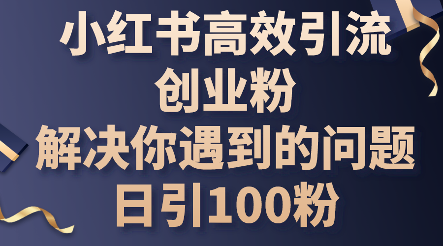 小红书高效引流创业粉，解决你遇到的问题，日引100粉-起飞项目网