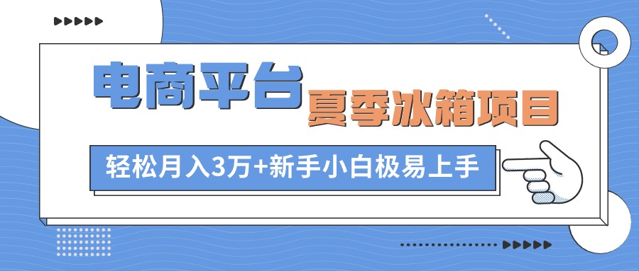 电商平台夏季冰箱项目，轻松月入3万+，新手小白极易上手-起飞项目网