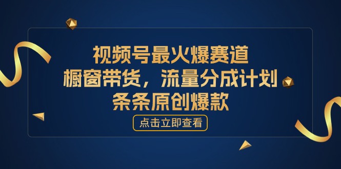 [你的孩子成功取得高位]视频号最火爆赛道，橱窗带货，流量分成计划，条条原创爆款-起飞项目网