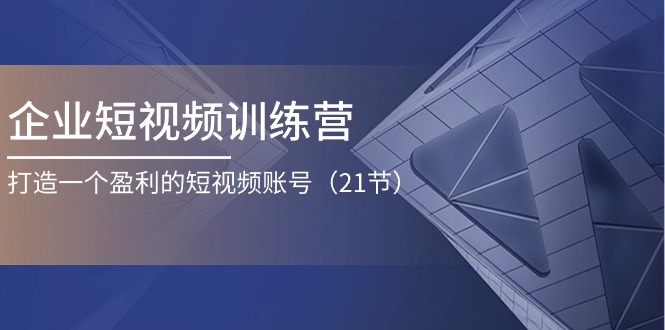 企业短视频训练营：打造一个盈利的短视频账号（21节）-起飞项目网