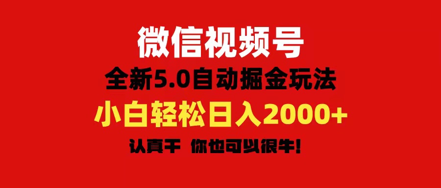 微信视频号变现，5.0全新自动掘金玩法，日入利润2000+有手就行-起飞项目网