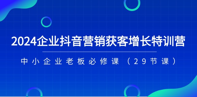 2024企业抖音-营销获客增长特训营，中小企业老板必修课（29节课）-起飞项目网