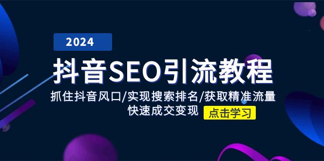 抖音 SEO引流教程：抓住抖音风口/实现搜索排名/获取精准流量/快速成交变现-起飞项目网