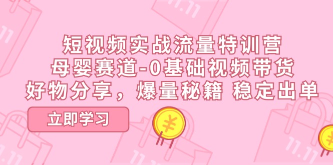 短视频实战流量特训营，母婴赛道-0基础带货，好物分享，爆量秘籍 稳定出单-起飞项目网