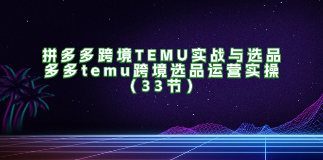 拼多多跨境TEMU实战与选品，多多temu跨境选品运营实操（33节）-起飞项目网