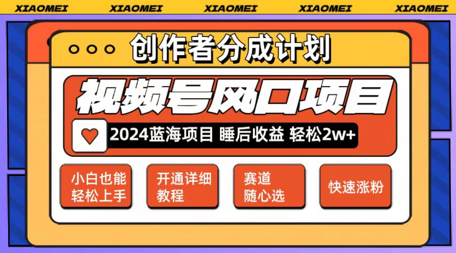 微信视频号大风口项目 轻松月入2w+ 多赛道选择，可矩阵，玩法简单轻松上手-起飞项目网