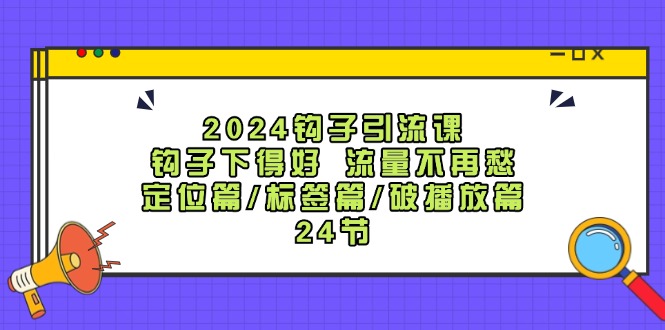 2024钩子·引流课：钩子下得好 流量不再愁，定位篇/标签篇/破播放篇/24节-起飞项目网