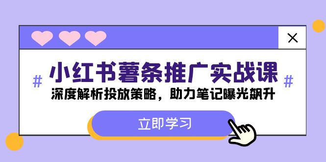 小红书-薯 条 推 广 实战课：深度解析投放策略，助力笔记曝光飙升-起飞项目网